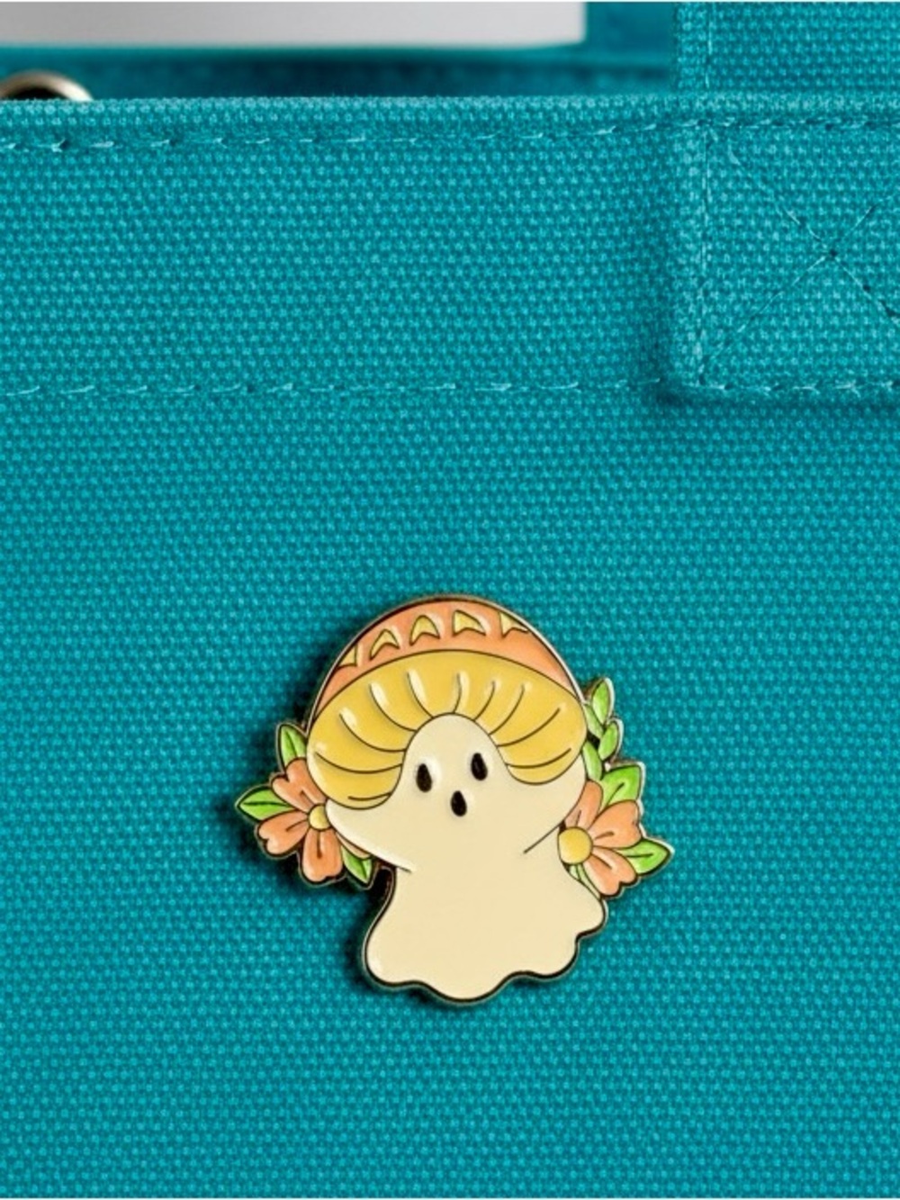 Mushroom Ghost Enamel Pin Cute Fall Halloween Brooch